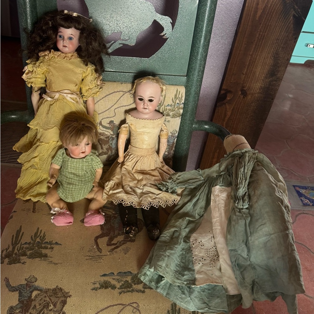 Antique Dolls 2 German AM+1 Nippon Damage Original Clothes On One!